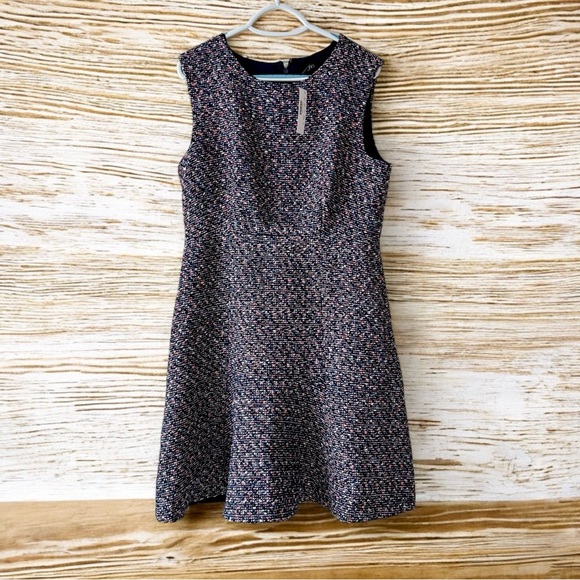 J. Crew Confetti Tweed Dress Blue Multicolored A-Line Party Rainbow Stylish Fun - Picture 2 of 10